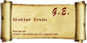 Grotter Ervin névjegykártya